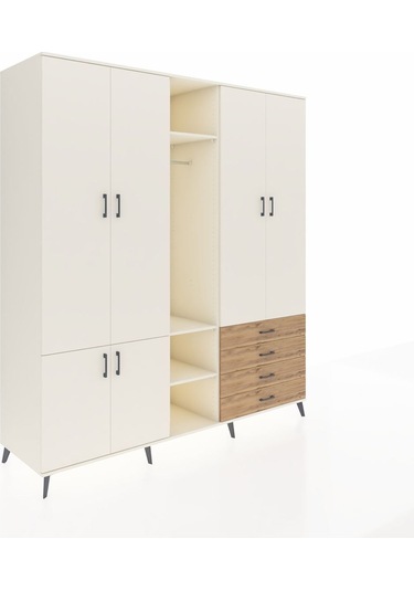 Kronos Dolap 14 Raflı 4 Çekmeceli Tek Askılı 220x59x243 Aytaşı-aytaşı/çam Aytası/atlas Çam