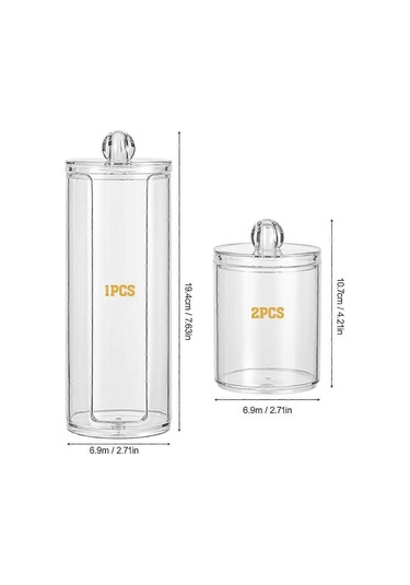 Parçalı Pamuk Ped Saklama Kutusu, Pamuklu Çubuk Kutusu, Şeffaf Akrilik Masaüstü Saklama Kutusu Seti, Oturma Odası, Yatak Odası, Banyo Tuvalet Masası Dekorasyonu İçin Uygundur Diğer