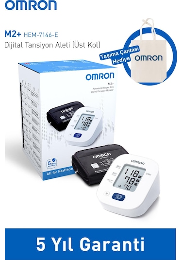 Omron M2+ Hem-7146-e 30 Hafızalı Geniş Manşetli Dijital Tansiyon Aleti + Taşıma Çantası Hediyeli