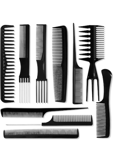 Şekillendirme, Saç Açma Ve Profesyonel Saç Kesimi İçin 10 Parçalı Saç Tarak Seti Tüm Saç Tipleri İçin Çok Amaçlı Tarak Seti
