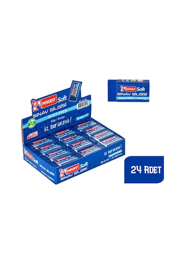 Mikro Dust Free Yumuşak Sınav Silgisi 24 Adet