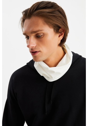 Erkek 4 Fonksiyonlu Koruyucu Pamuklu, Esnek, Terletmez, Bandana, Boyunluk, Maske - Tek Ebat / Beyaz Beyaz