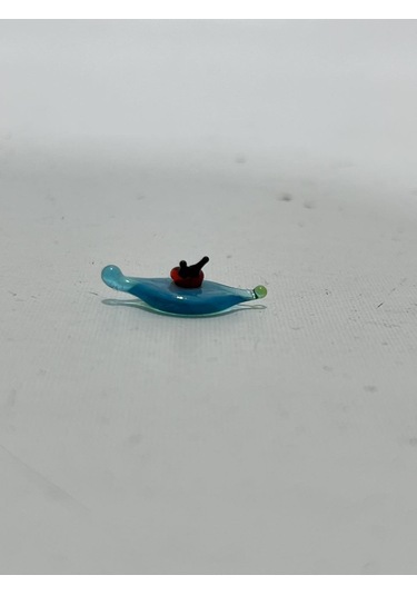 El Yapımı Mini Murano Cam Yaprak Üstü Uğur Böceği Biblo A157-08