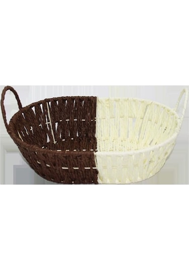Hasır Oval Ekmek Sepeti Kahve - Krem