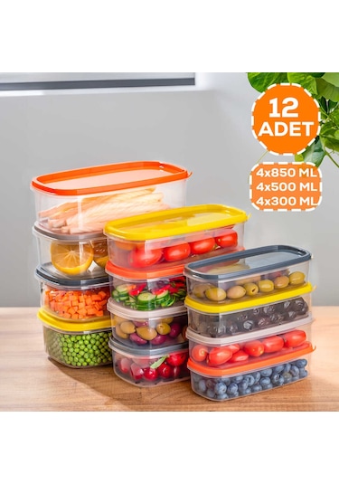 Porsima 1001 Dikdörtgen Plastik Saklama Kabı Seti 12'li