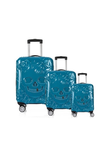 Ççs 5217 Kuru Kafa Polikarbon 3 Lü Valiz Seti-turkuaz Turkuaz