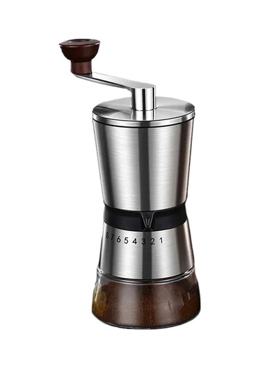 Jialan Manuel Kahve Değirmeni Seramik Çapaklar İle 2-3 Bardak Gümüş