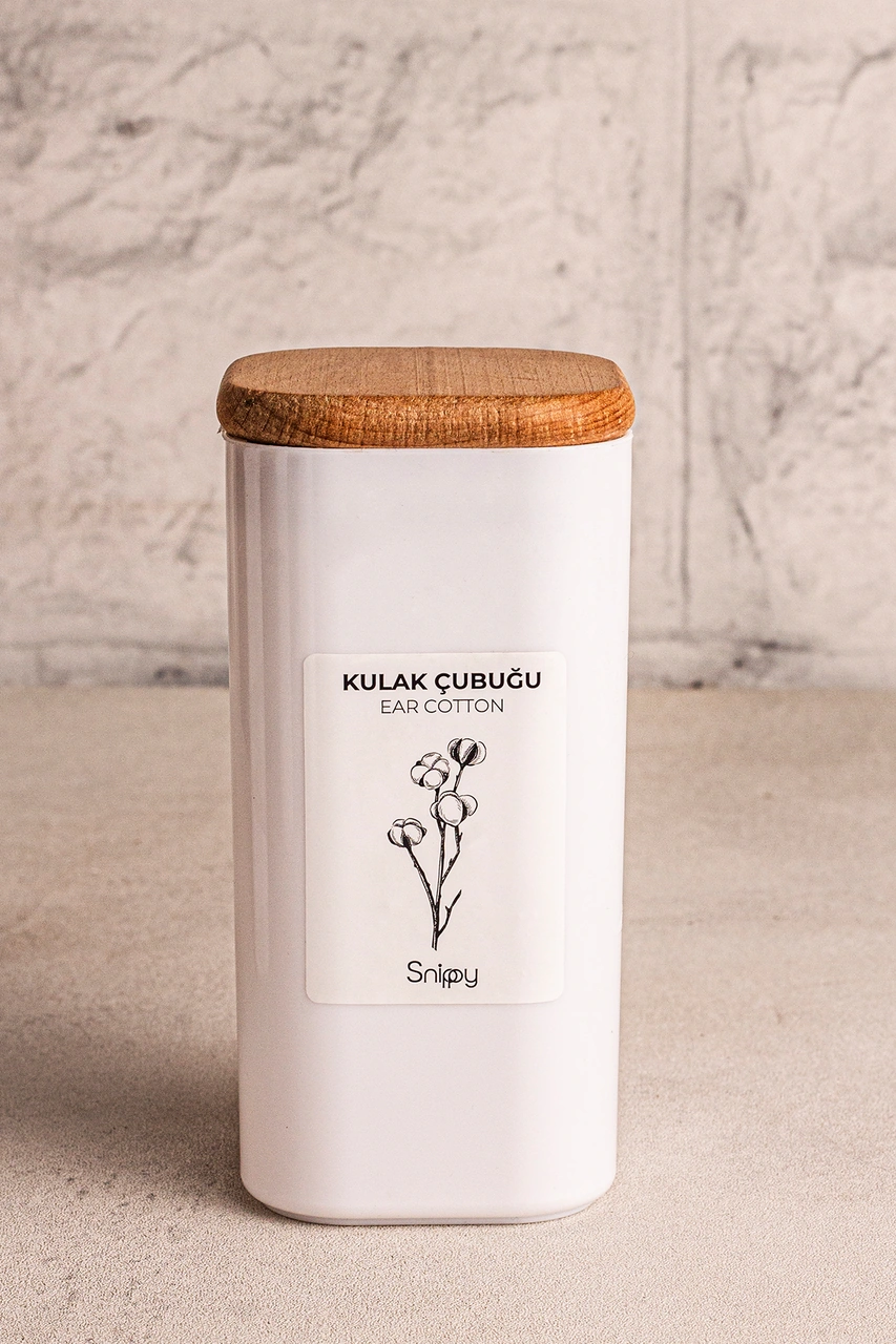 Luvo Beyaz - 3'lü Kare Ahşap Vakum Kapaklı Banyo Düzenleyici Plastik Banyo Seti Etiketli Organizer Beyaz