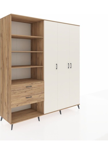 Kronos Dolap 16 Raflı 2 Çekmeceli 3 Kapaklı 220x59x243 Çam-aytaşı/çam Aytası/atlas Çam
