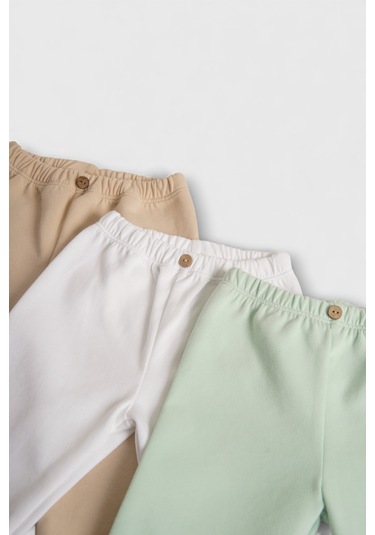 3'lü Pamuk Bebek Tayt Çok Renkli