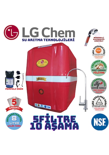 Lg Chem Cool Kırmzı Byz 8lt 5fl Pompalı 10 Aşama Su Arıtma Cihazı