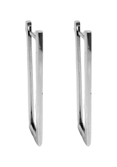 Oya Silver Dikdörtgen Kadın Gümüş Halka Küpe 1.5x4cm