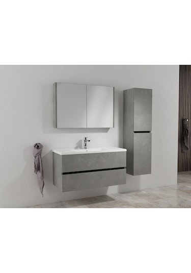 Isvea Trio Banyo Dolabı 100 Cm Çift Çekmeceli Alt Üst Modül