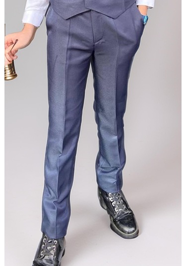 Riccotarz Erkek Çocuk Cepken Yelekli Şal Yaka Lacivert Takım Elbise 10-16 Yaş Lacivert