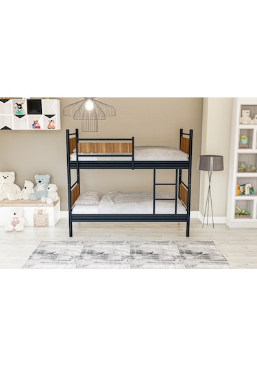 Metalia Gm 128 Star Ahşap Metal Ranza Siyah-Ceviz