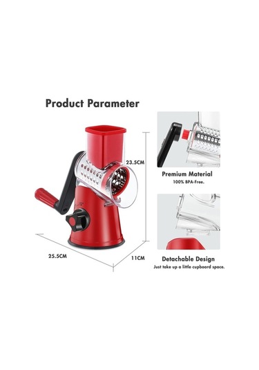 Didadodo Gdl Kranklı Peynir Rendesi, Yeşil Kaplı 3 Değiştirilebilir Davul Bıçağı İle Açık Yeşil Açık Yeşil