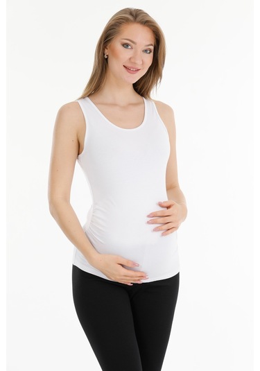 Hamile Modal Atlet Kalın Askılı Beyaz