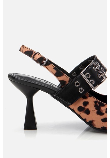 Kadın Taba Leopar Desenli Kemerli Stiletto Taba