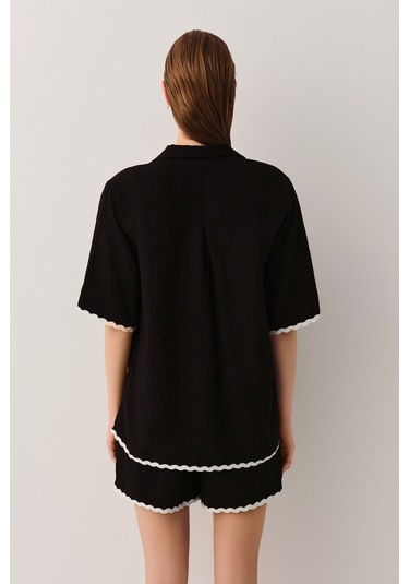 Suwen Robin Plaj Gömleği Sba25720012 Siyah