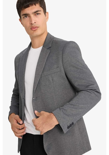 Defacto Slim Fit Dar Kesim Blazer Ceket F7690ax25auar198 Antrasit