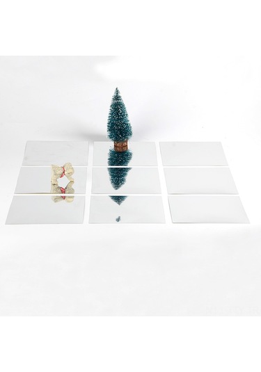 Dianziye 16 Adet 15x15cm Pet Ayna Duvar Sticker - 1mm Kalınlığı, Su Geçirmez, Yüzey Dekorasyonu, Uzay Hissi Artırıcı Gümüş Renk Gümüş