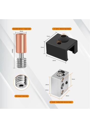 Gatherco Sprite Ekstruder Yükseltme Isıtıcı Bloğu Kiti Yüksek Sıcaklık 300 Titanyum Isı Kesici Ender 3 S1/ender3 S1 Pro İçin