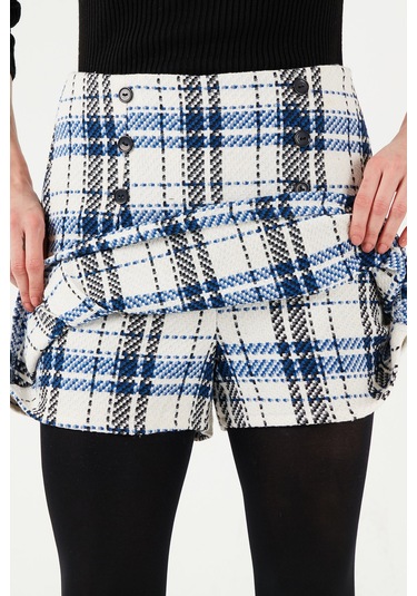 Lela Regular Fit Kışlık Tüvit Mini Bayan Şort Etek 611Et0020 Saks