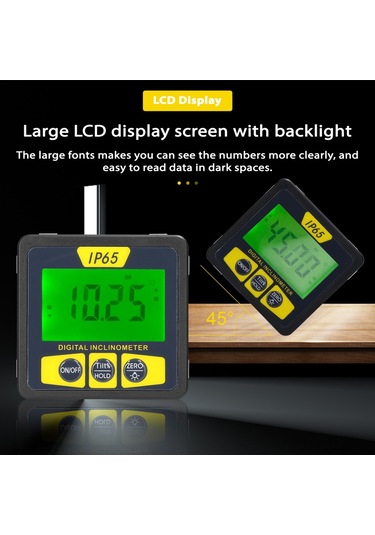 Su Geçirmez Manyetik Dijital Seviye Ve Açı Bulucu Çok Yönlü Mini Eğimölçer Lcd Ekranlı Arka Aydınlatmalı Eğim Ölçer Ip65 Su Geçirmez