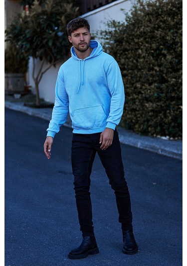 Unisex 2ip Şardonlu Denim Core Baskılı Sax Oversize Sweatshirt Saxcore12