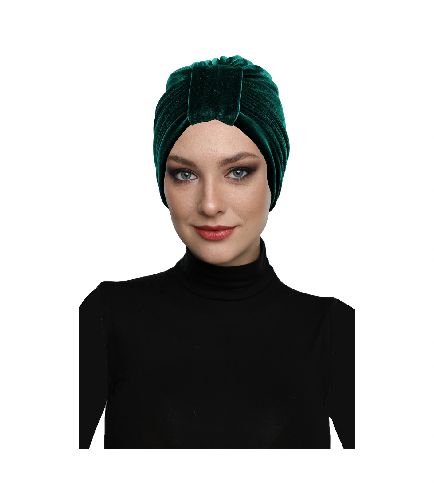 Kadife Kardelen Astarlı Yeşil Hazır Türban Tesettür Bone Yeşil
