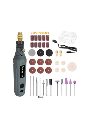 Springsun Usb Şarjlı El Tipi Mini Elektrikli Taşlama Makinesi - 3 Seviye Hız Ayarlı, Delme, Oymak, Kesme, Parlatma İçin 39 Parça Aksesuar Seti