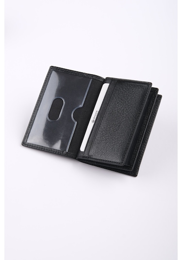 Ancora Leather Hakiki Deri Minimal Kartlık-26206 Siyah