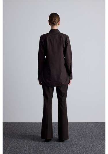 Bel Ayarlamalı Gömlek Kahverengi Kahverengi