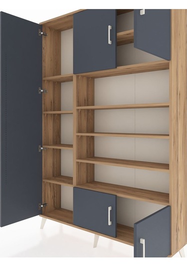 Arges Dolap 10 Raflı 5 Kapaklı 132x30x195 Çam-antrasit/çam Çam