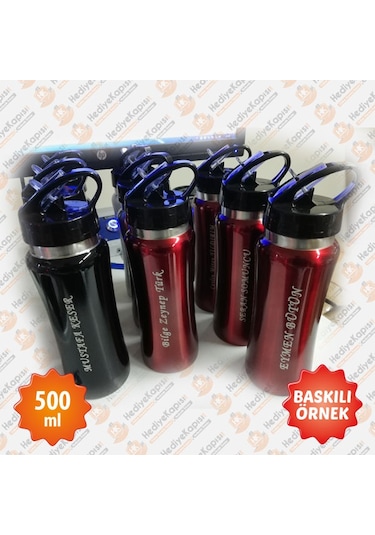 500 ML İsme Özel Emzikli Matara Lazer Baskılı Gümüş