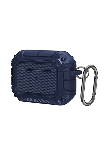 Diamond Shield Mecha Tpu + Pc Kulaklık Airpods Uyumlu Pro İçin Kancalı Koruyucu Kılıf Kraliyet Mavisi Mavi