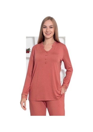 Limissi Viskon Kadın Pijama Takımı Turuncu