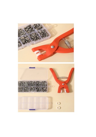 Büro Ev Atölye Takım Çantası İçin 9,5mm Saklama Kutulu Halka Kuş Gözü Pensesi Seti