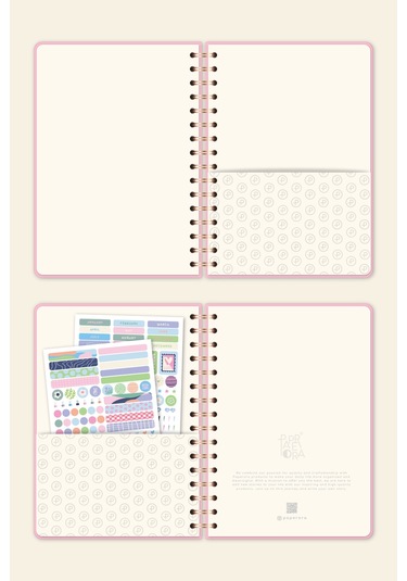 A5 Spiralli Sert Kapak Keten Düz Çizgisiz Tarihsiz Not Defteri Şeker Pembe Şeker Pembe