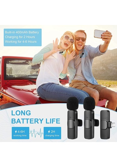 Skycıty İki Mikrofonlu Kablosuz Kollar İçin Canlı Yayın Mikrofonu, Ios Uyumlu