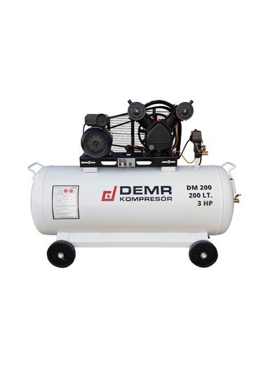 Demr Kompresör Pistonlu 200 LT 2 Kafa 8 Bar 3 HP IDM200 Hava Kompresörü