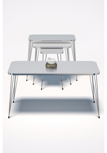 Zigon Sehpa Kr Ve Orta Sehpa Kr Set Gümüş Beyaz Tel