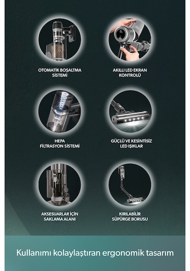 Homend Dustrider Pro 1270H Toz İstasyonlu Ergonomik Dikey Şarjlı Süpürge