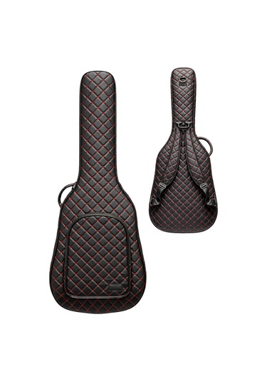 Klasik Gitar Çantası-kılıfı-kalın-gigbag-kırmızı Kapitoneli-suni Deri