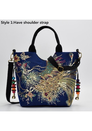 Parlak Payetler Tavuskuşu İşlemeli Kadın Kanvas Tote Çanta, Yaz Alışveriş Omuz Çantası Vintage Boncuklu İpli El Çantası Basit,normal Blue3 Çok Renkli Parlak Payetler Tavuskuşu İşlemeli Kadın Kanvas Tote Çanta, Yaz Alışveriş Omuz Çantası Vintage Boncuklu İpli El Çantası Basit,normal Blue3 Çok Renkli