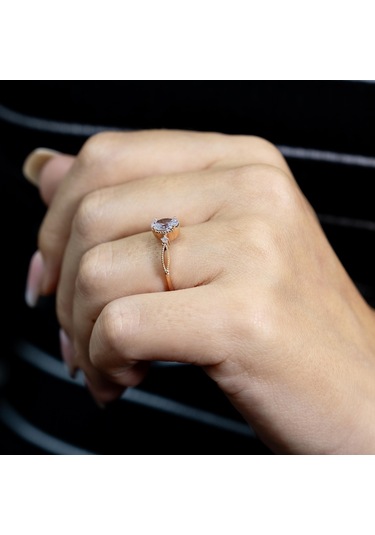 E Renk 0.72 Karat Pırlanta Vintage Oval Yüzük