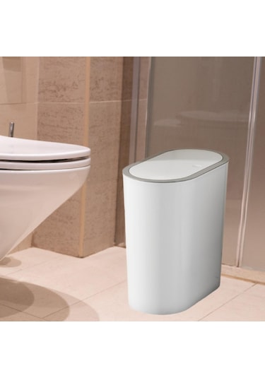 Suntek Çöp Kutusu Kapaklı Banyo Çöp Taşınabilir Sepeti Ev Beyaz