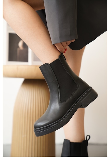 D0742 Soğuk Geçirmez Kışlık Kadın Bot & Bootie Siyah