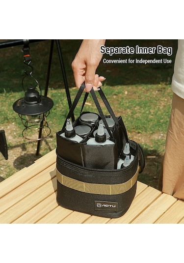 Kamp Baharat Şişe Seti Dış Mekan Taşınabilir Baharat Şişesi Sıvı Çaydanlık İle Kamp Depolama Çantası Siyah