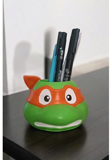 Ninja Kaplumbağa Şeklindeki Kalemlik Michelangelo 7x10 Cm Turuncu